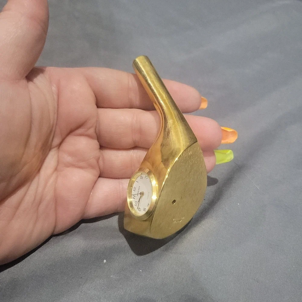 Arenix Gold Tone Golf Club Desk Clock Mini